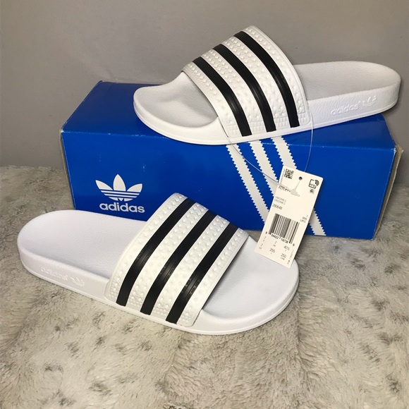 adidas adilette slides women's white